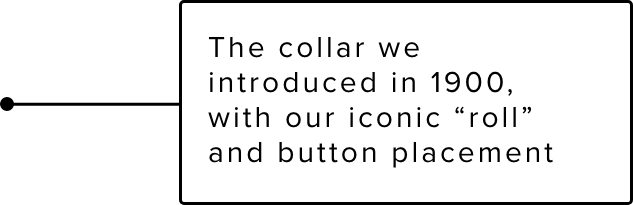 The collar we introduced in 1900, with our iconic collar “roll” and button placement.